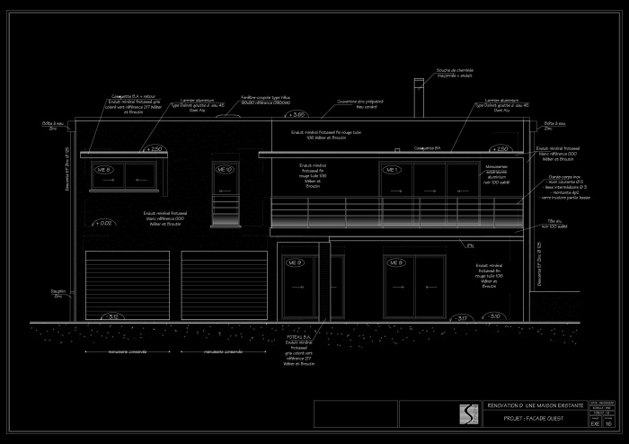 Ramnagement Complet  d'une Villa sur deux niveaux : 16 - Faade Ouest Projet 06-09-2010